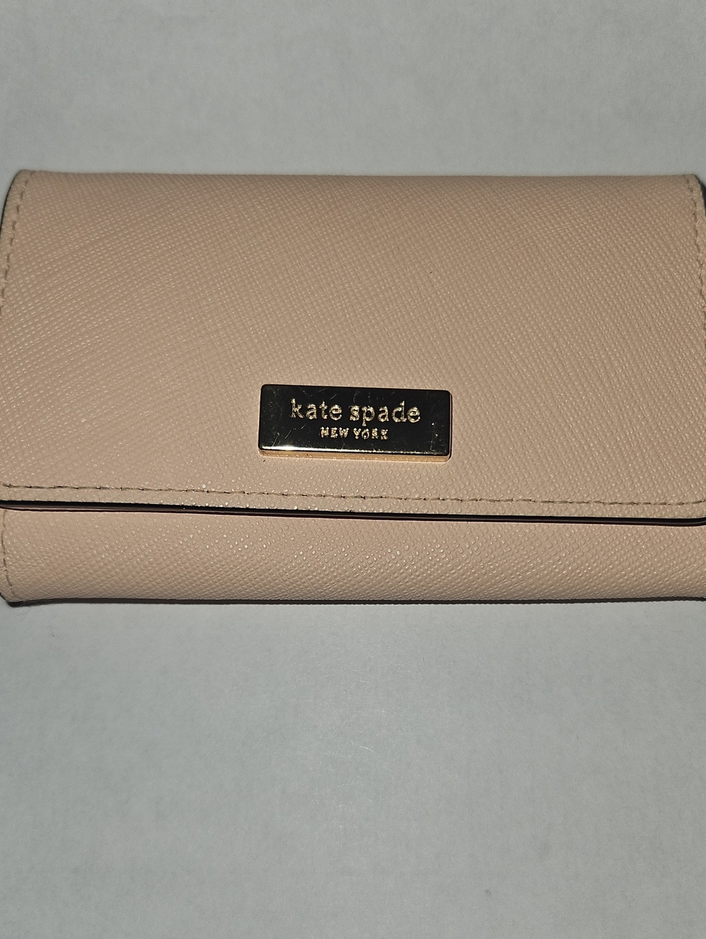 kate spade blush pink Saffiano leather Key Keeper wallet with gold Accent
